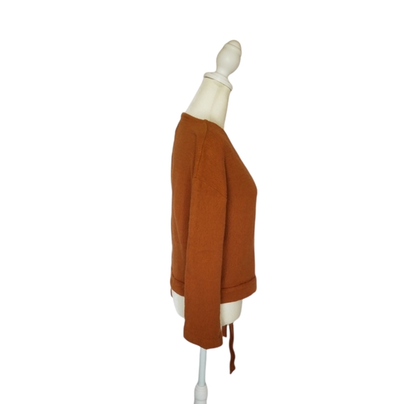 Madewell Texture and Thread Brown Cedar faux wrap top - Picture 3 of 6